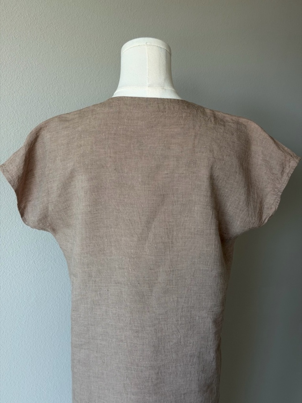 J. Jill Button Down Mini Linen Dress in Beige Neutral Tone / Boho Minimalist-XS - Picture 6 of 15